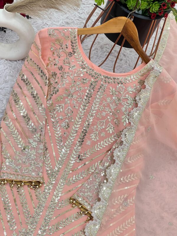 Designer Party Wear Look Ready made Top with Plazzo and Dupatta With Heavy Embroidery Work. - Image 2