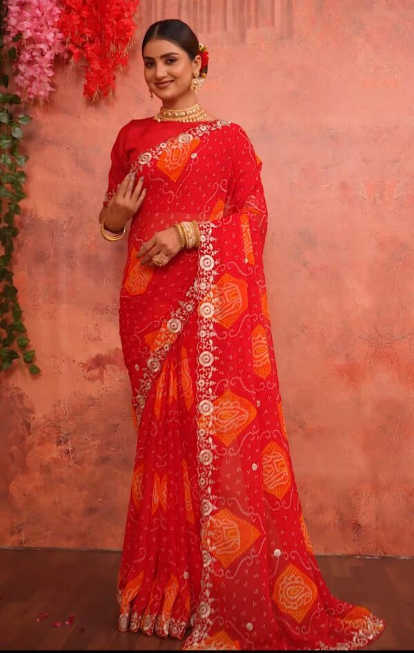 New Launch Chinon bandhej Saree