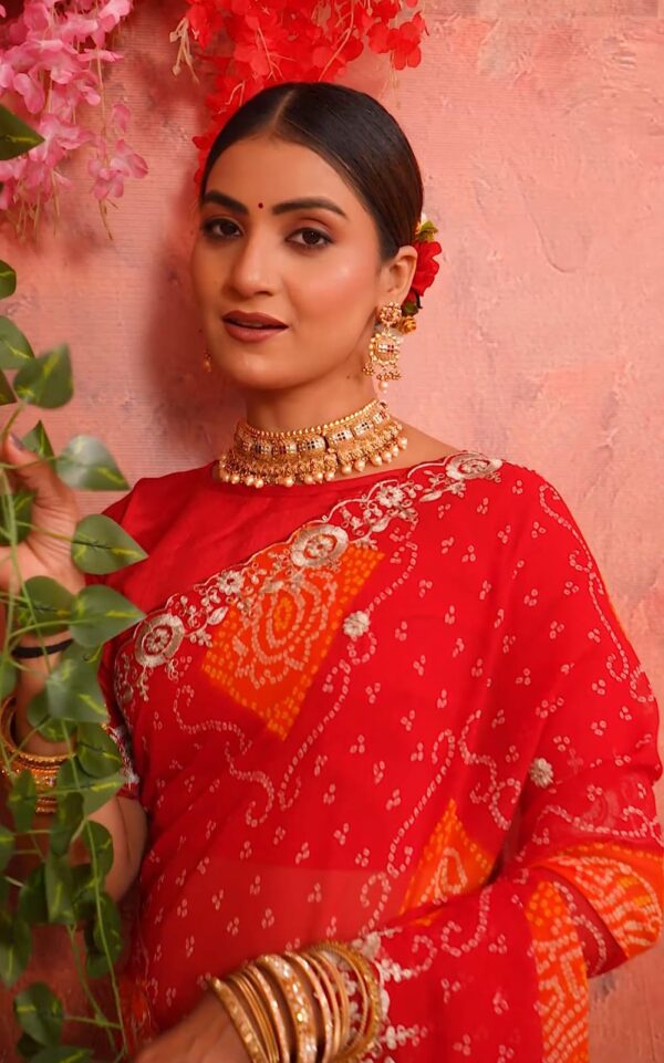 New Launch Chinon bandhej Saree - Image 6