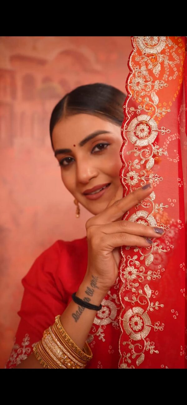 New Launch Chinon bandhej Saree - Image 4