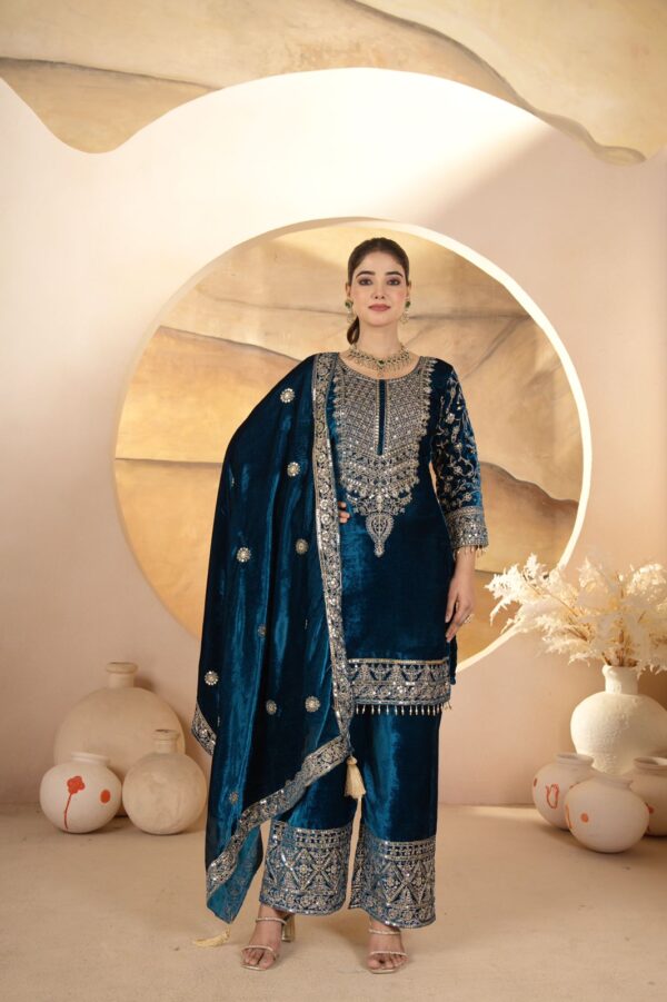 Ready Made Fully stitched Pure Heavy Viscose Velvet Suit. - Image 18