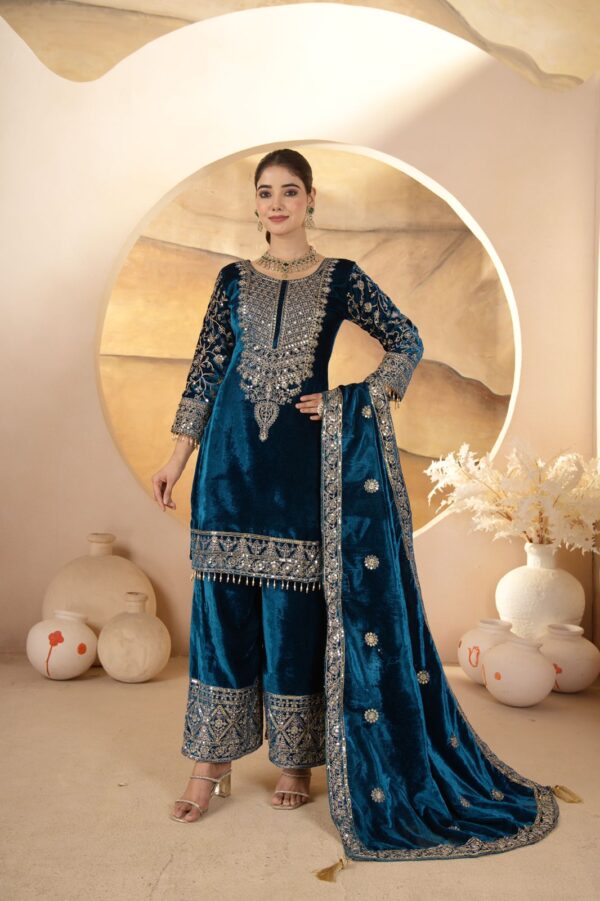 Ready Made Fully stitched Pure Heavy Viscose Velvet Suit. - Image 14