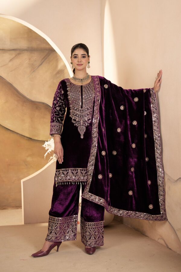 Ready Made Fully stitched Pure Heavy Viscose Velvet Suit. - Image 11