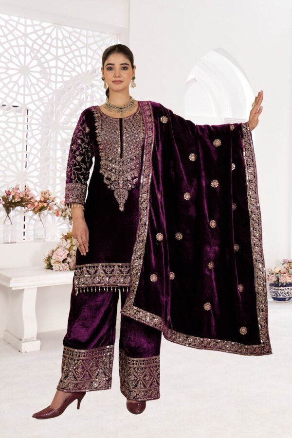 Ready Made Fully stitched Pure Heavy Viscose Velvet Suit. - Image 5