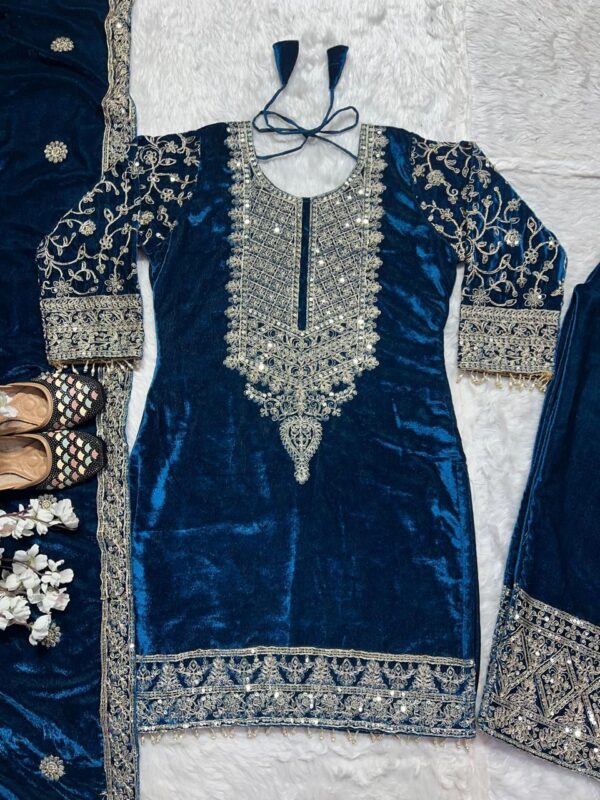 Ready Made Fully stitched Pure Heavy Viscose Velvet Suit. - Image 17