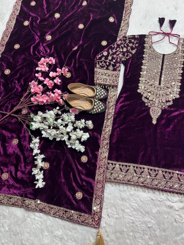 Ready Made Fully stitched Pure Heavy Viscose Velvet Suit. - Image 2