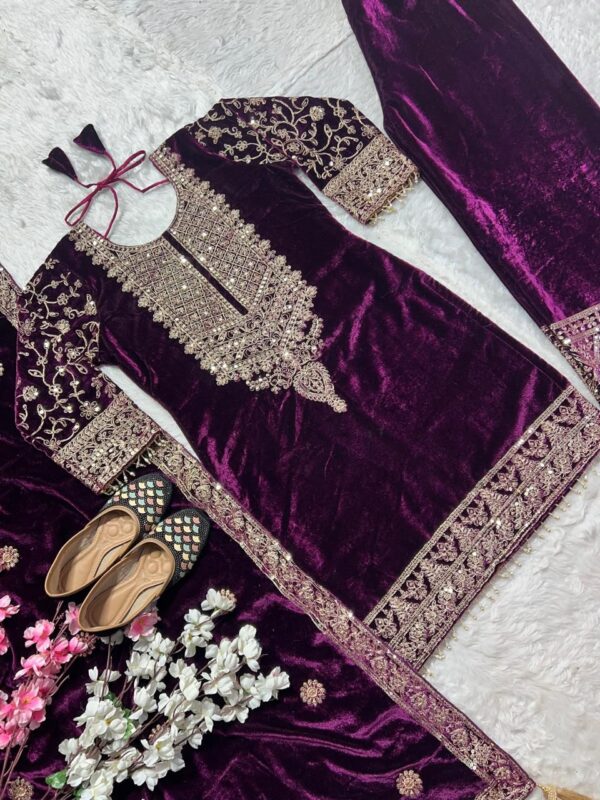 Ready Made Fully stitched Pure Heavy Viscose Velvet Suit. - Image 3