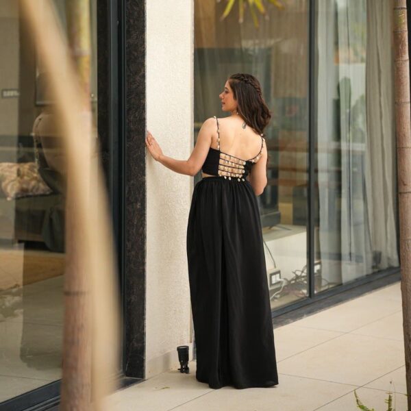 Ready made Party Wear Drape Skirt with choli and Shrug. - Image 2
