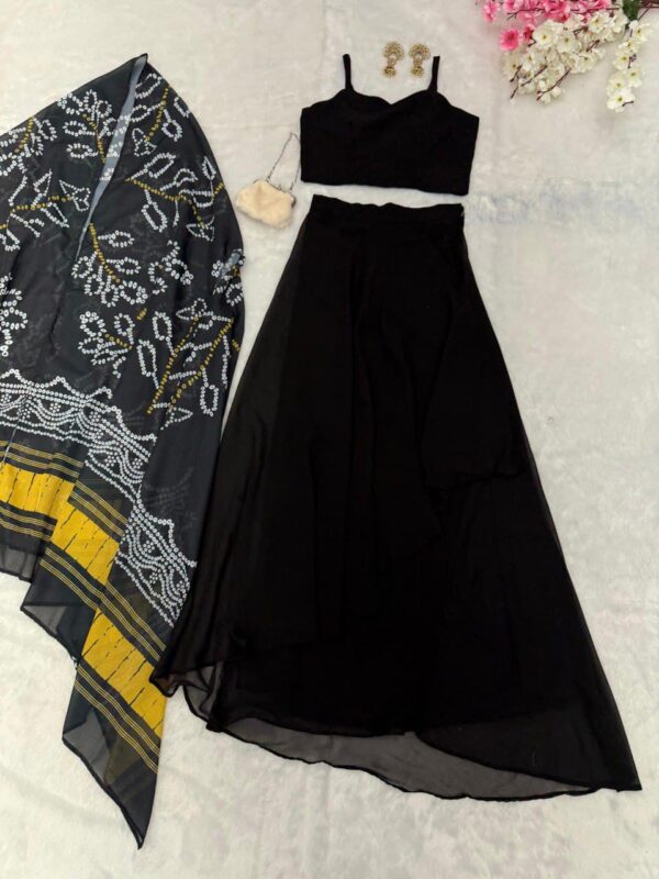 Ready made Party Wear Drape Skirt with choli and Shrug. - Image 3