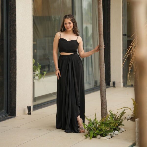 Ready made Party Wear Drape Skirt with choli and Shrug. - Image 8
