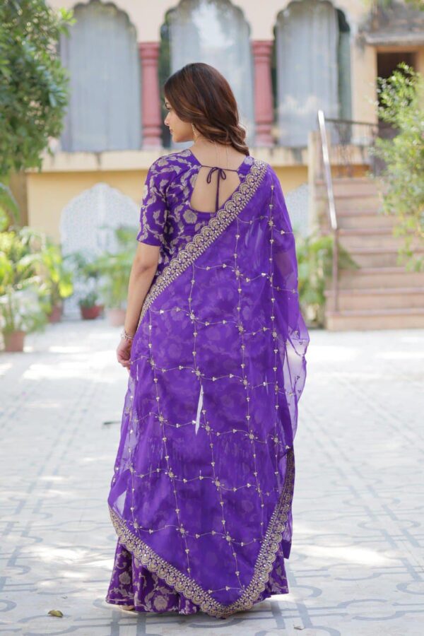 Ready made Viscose Georgette Jacquard Kurti, Sharara with Lace Border Work Dupatta. - Image 2