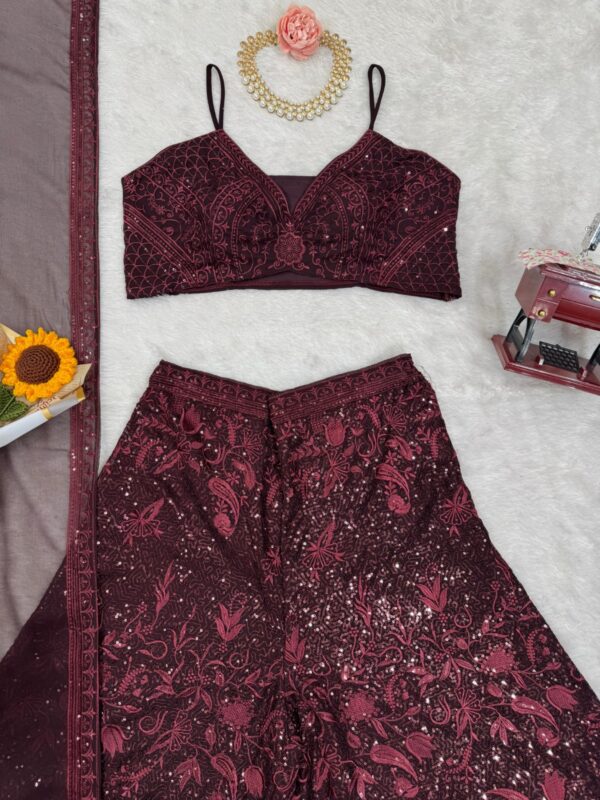 Party Wear Tube Blouse with Plazzo and Dupatta - Image 6