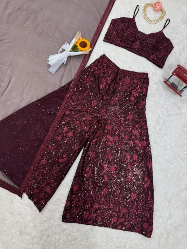 Party Wear Tube Blouse with Plazzo and Dupatta - Image 11