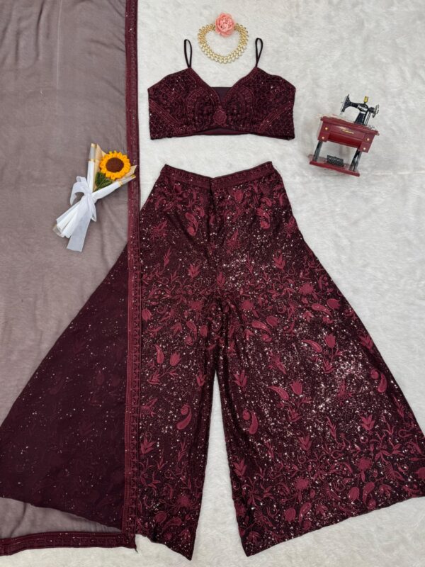 Party Wear Tube Blouse with Plazzo and Dupatta - Image 7