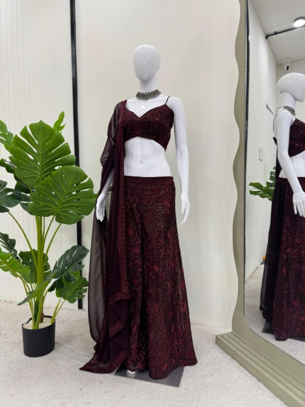 Party Wear Tube Blouse with Plazzo and Dupatta - Image 12