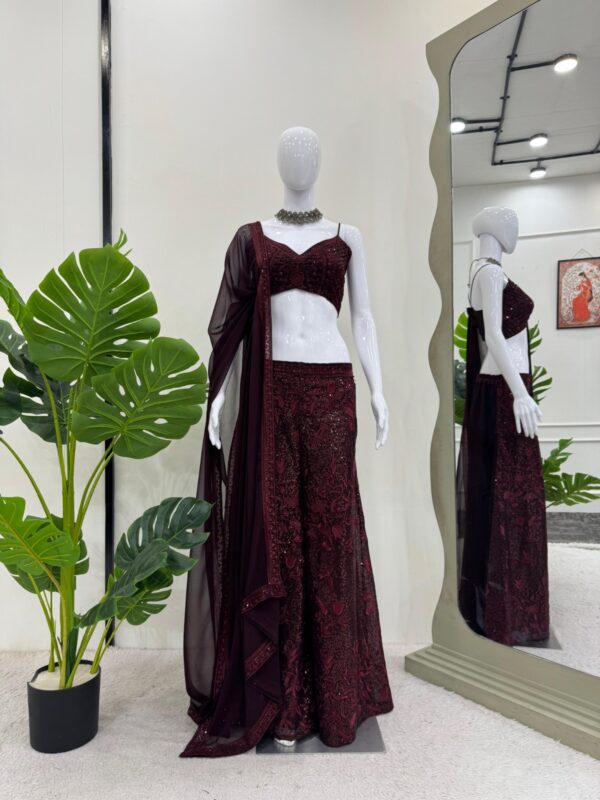 Party Wear Tube Blouse with Plazzo and Dupatta - Image 10
