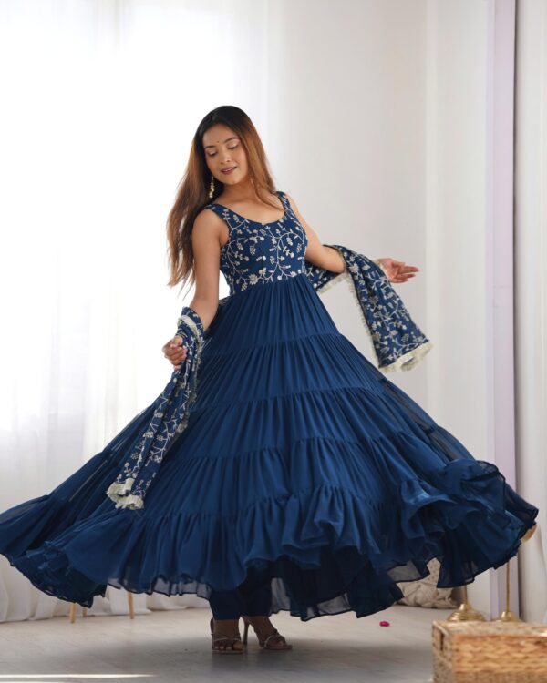 SOFT FOX GEORGETTE FABRIC FULLY FLAIR READY TO WEAR ANARKALI - Image 9