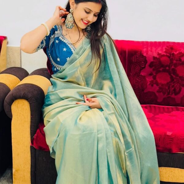SPACE SILK SAREE WITH READY MADE BLOUSE - Image 2