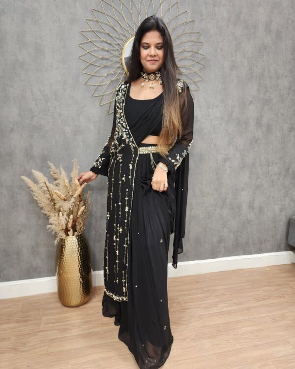 READY TO WEAR LEHENGA SAREE WITH BLOUSE AND SHRUG