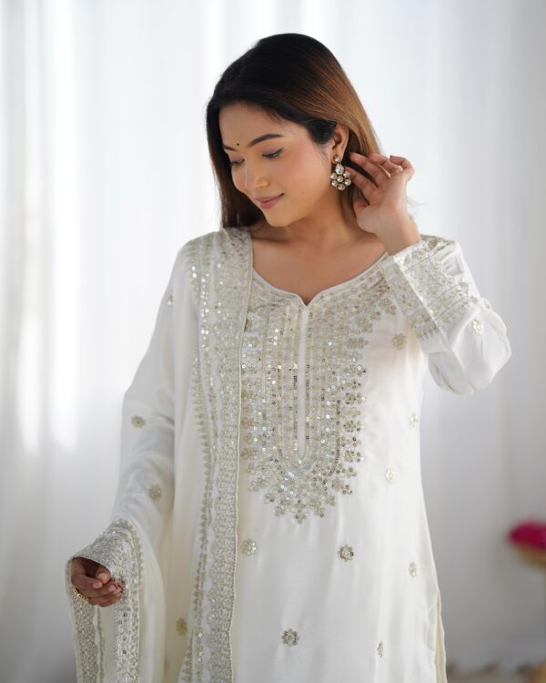 Fully stitched Heavy Embroidery Top with Plazzo And Dupatta - Image 10