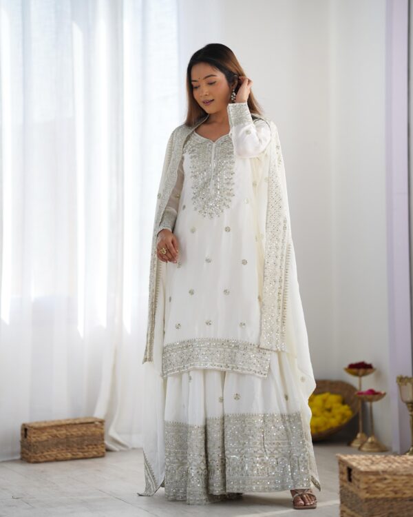 Fully stitched Heavy Embroidery Top with Plazzo And Dupatta - Image 11
