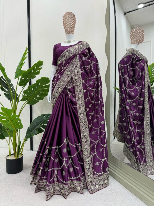 Designer Japan Satin Silk Saree - Image 4