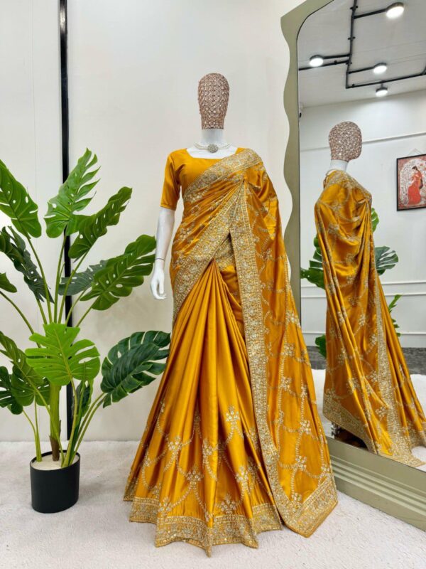 Designer Japan Satin Silk Saree - Image 7