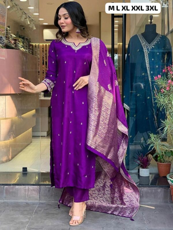 Fully Stitched Heavy Embroidered Suit - Image 10