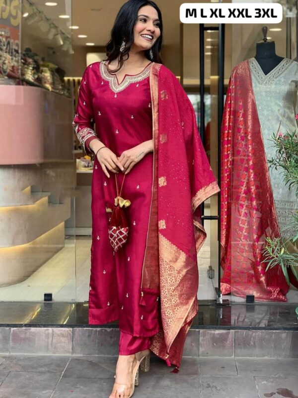 Fully Stitched Heavy Embroidered Suit - Image 5