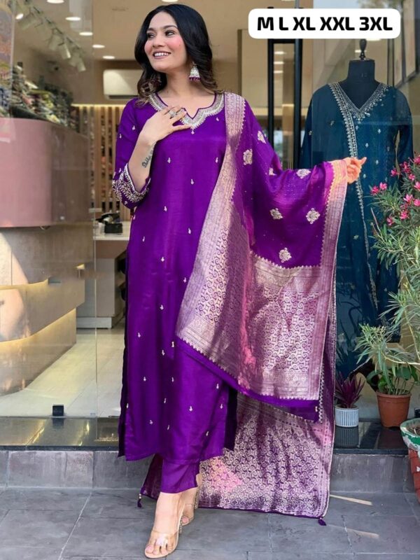 Fully Stitched Heavy Embroidered Suit - Image 9