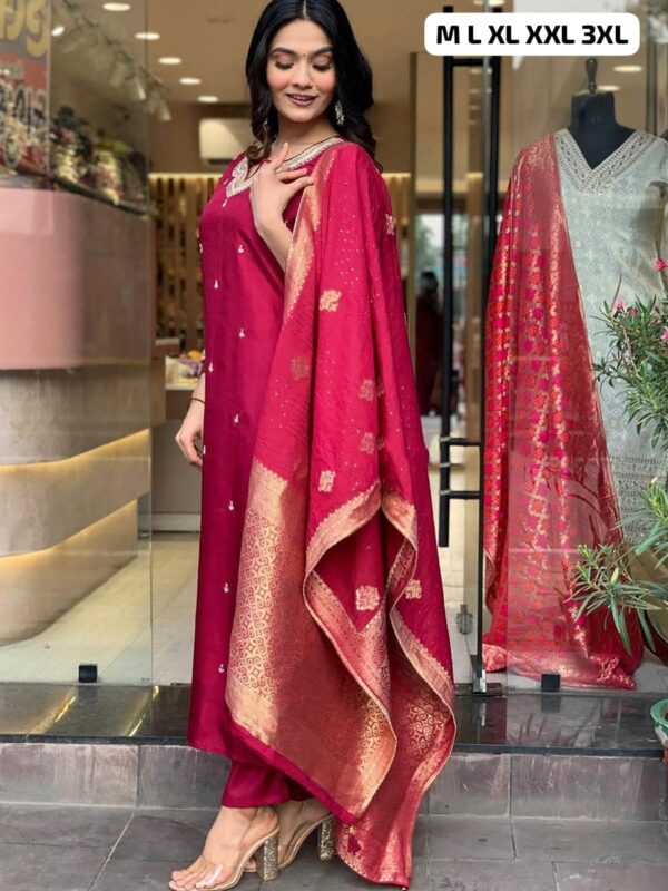 Fully Stitched Heavy Embroidered Suit - Image 4