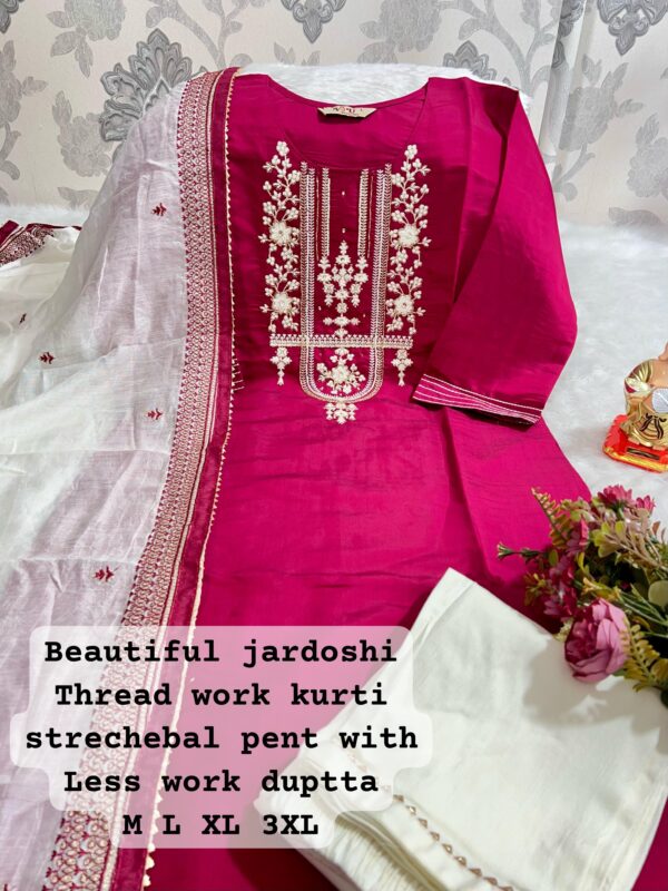 HAND WORK KURTI PENT WITH DUPATTA - Image 6