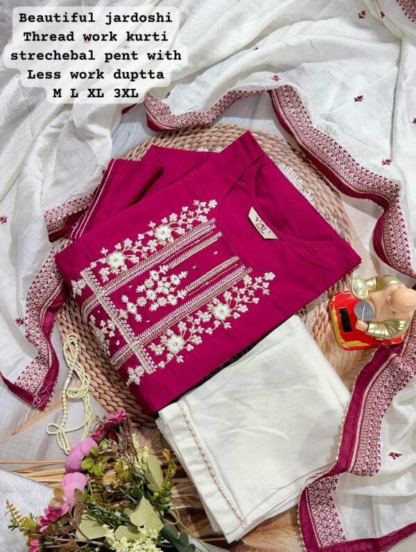 HAND WORK KURTI PENT WITH DUPATTA - Image 5