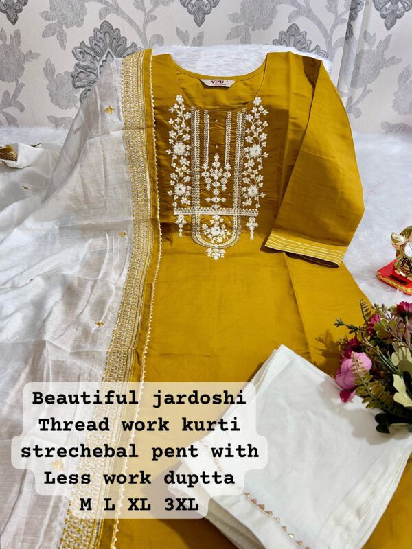 HAND WORK KURTI PENT WITH DUPATTA - Image 4