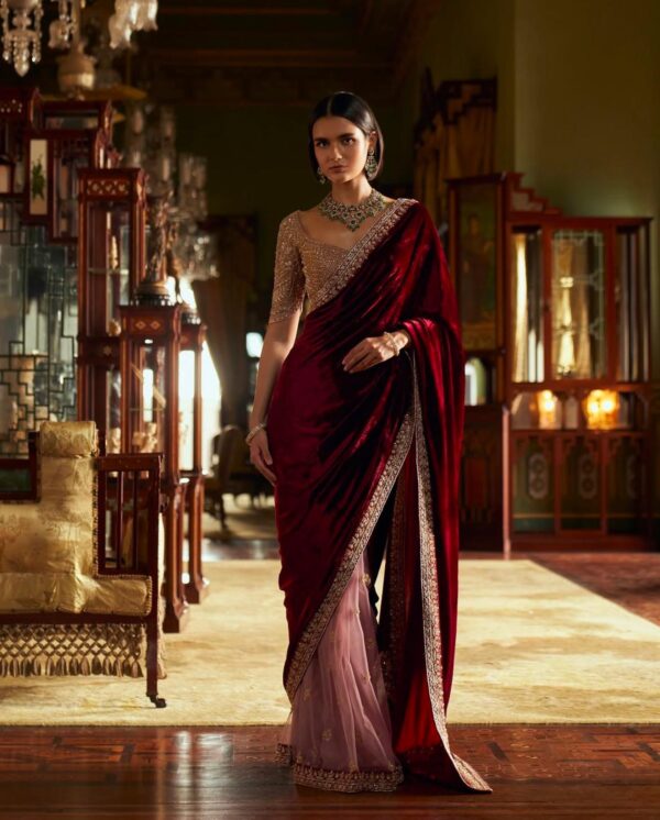  Velvet With Net Gorgeous saree