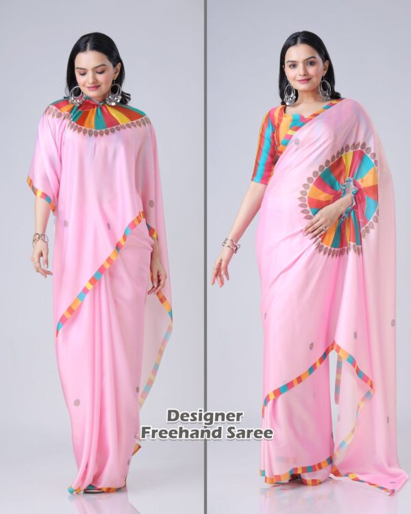 Designer Freehand Saree  - Image 7