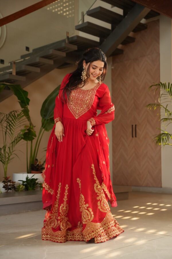 Wedding Season Zari Work Gown - Image 4
