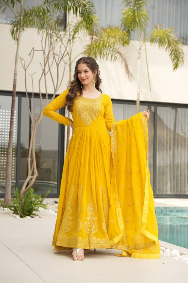 Wedding Season Zari Work Gown - Image 12