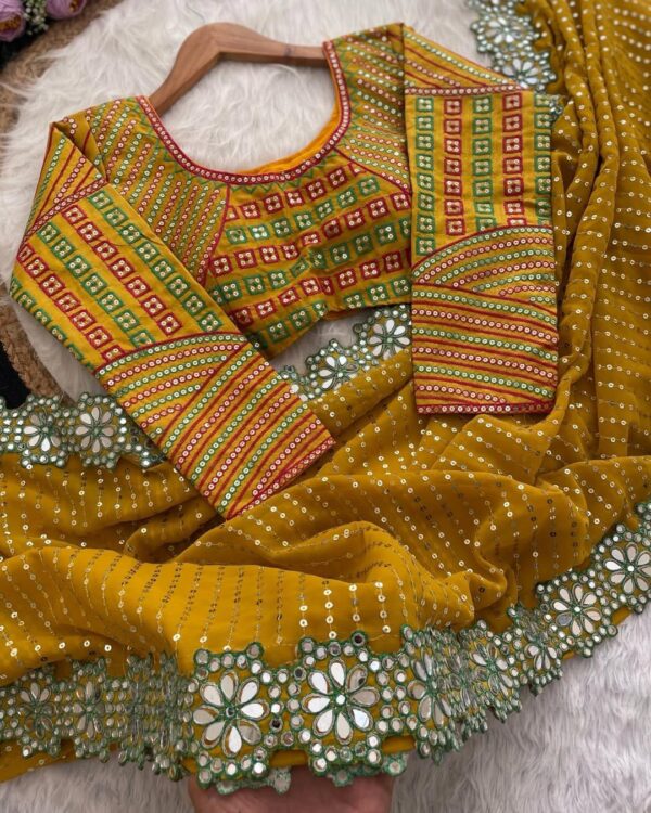 Heavy Sequins with Mirror work Saree - Image 5