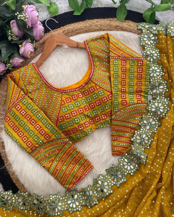 Heavy Sequins with Mirror work Saree - Image 7