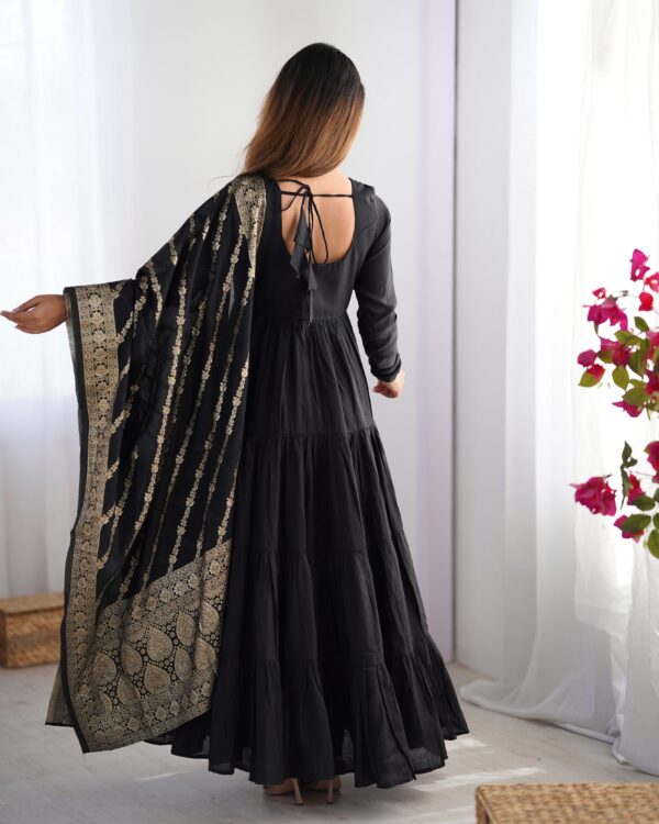 ROMANSILK CHANDERI FABRIC FULLY FLAIR ANARKALI - Image 3