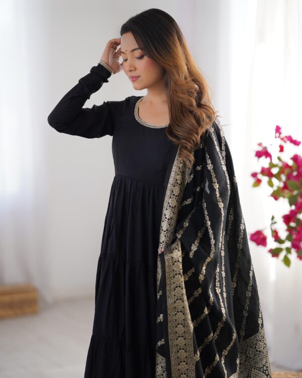 ROMANSILK CHANDERI FABRIC FULLY FLAIR ANARKALI - Image 5
