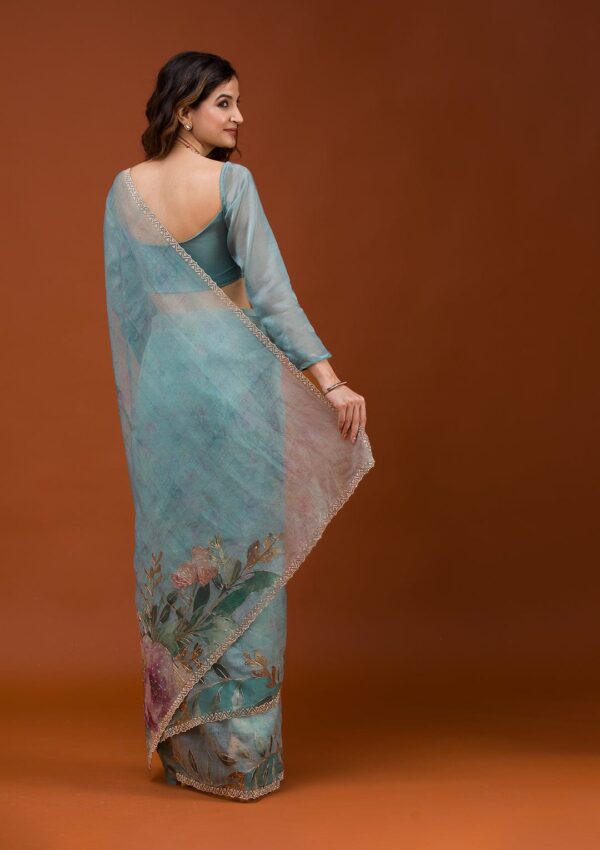 Soft Tabby Organza Printed Saree - Image 11