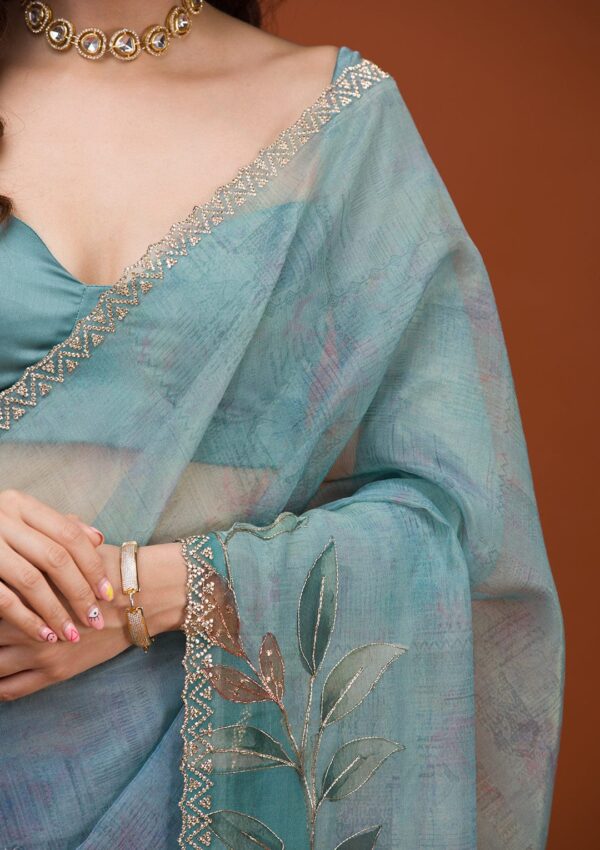 Soft Tabby Organza Printed Saree - Image 13