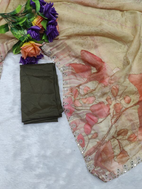 Soft Tabby Organza Printed Saree - Image 3