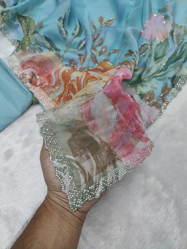 Soft Tabby Organza Printed Saree - Image 7