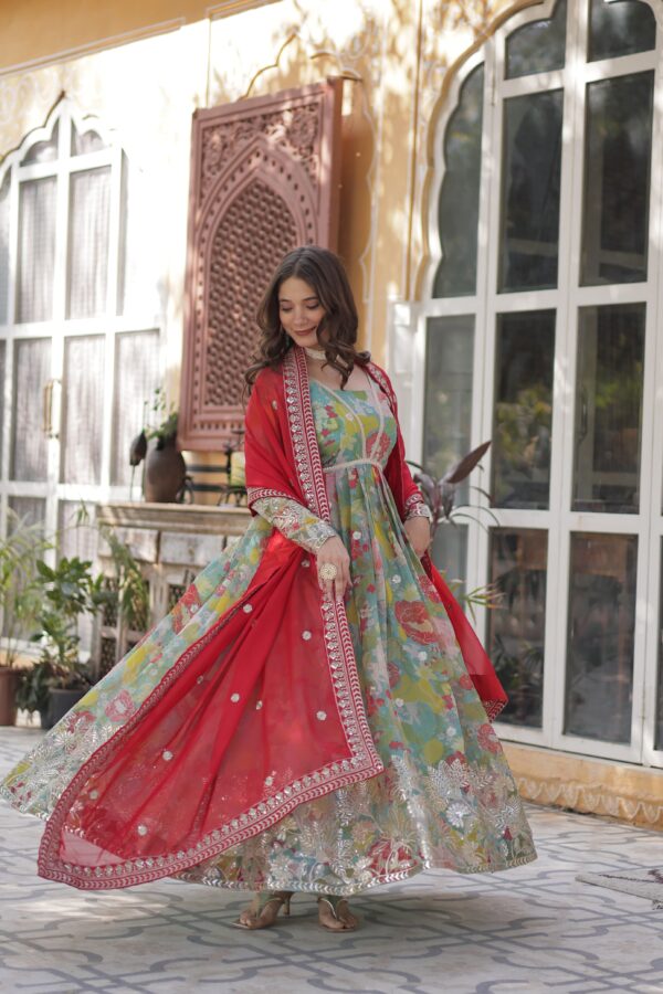 READYMADE GOWN WITH DUPATTA SET - Image 4