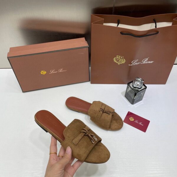 Loro Piana Summer Charms Brown suede Flat Slides - Image 4