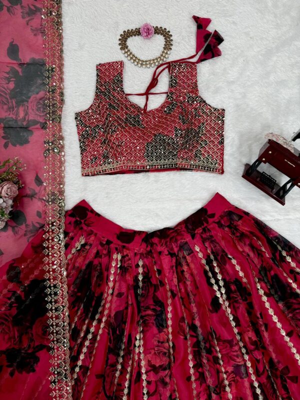 Wedding Special Thread with Sequence Work Lehenga - Image 5