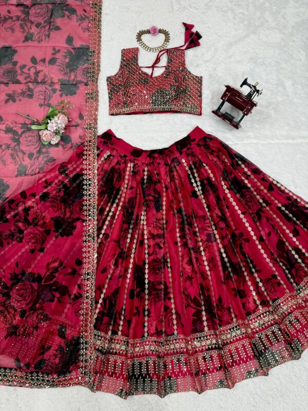 Wedding Special Thread with Sequence Work Lehenga - Image 3